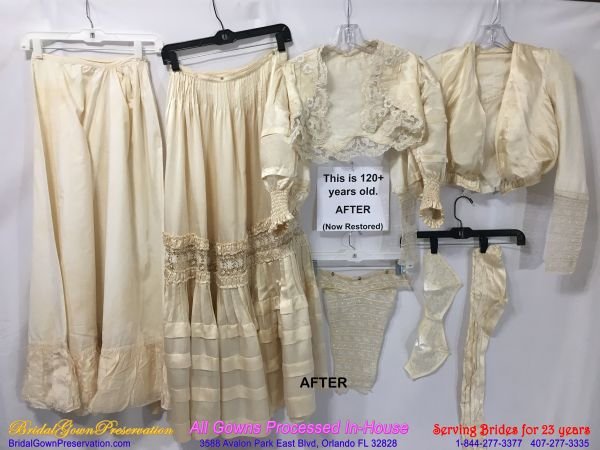 120 year old Wedding Gown Restoration